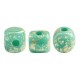 Les perles par Puca® Minos beads Opaque green turquoise splash 63130/94401